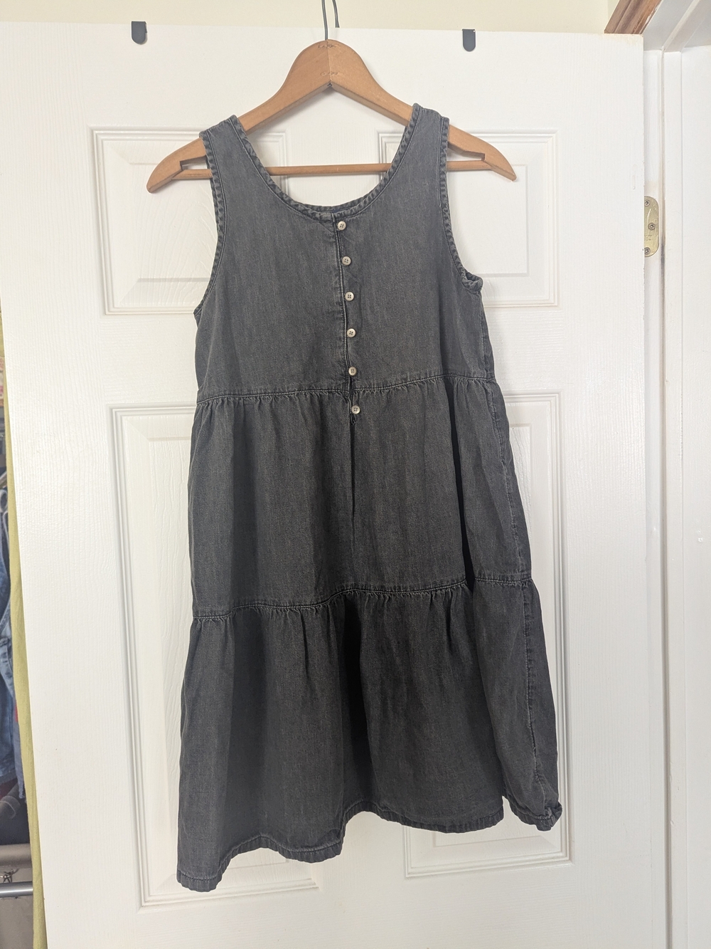 Girls Black Chambray Cotton Dress